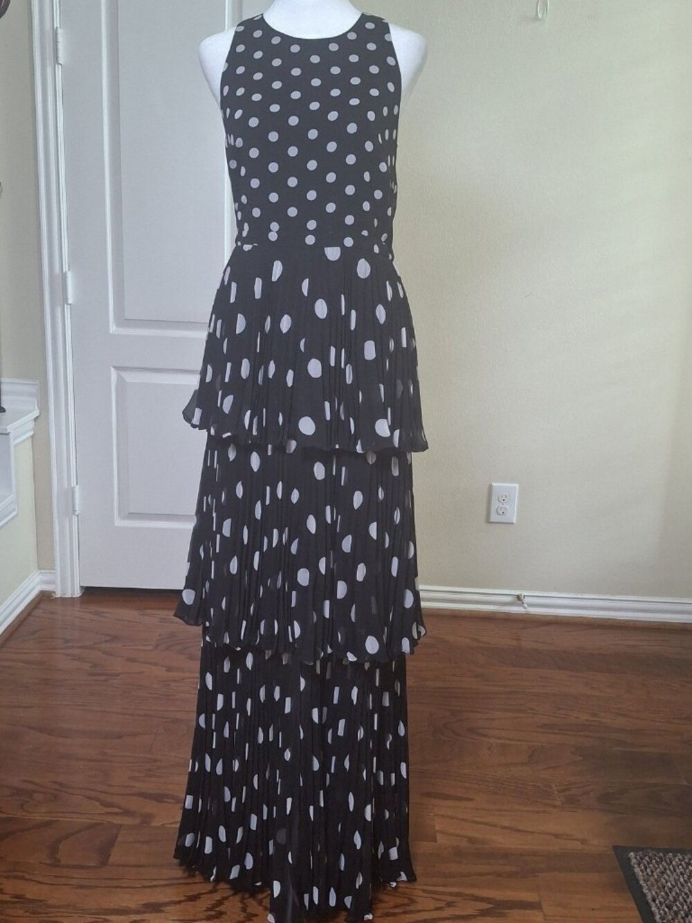 Milly Polka Dot Maxi Dress Sz 2 Flowy Tiered Spring Summer Wedding Guest Dress